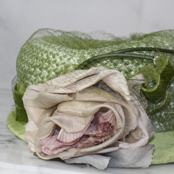 Round Pink & Green Net Pill Box Hat (8)